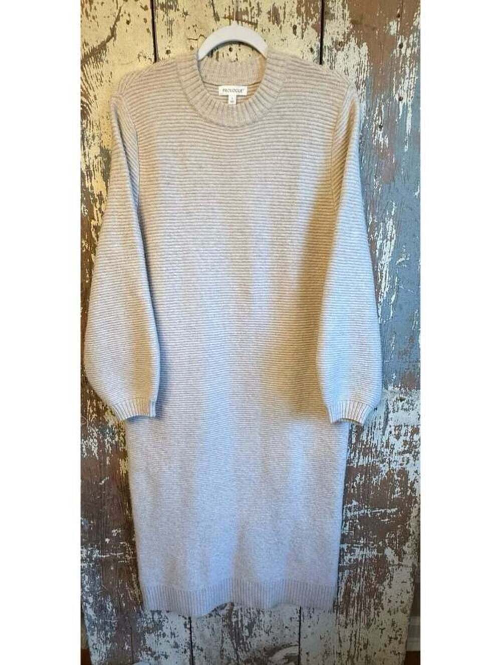 Prologue Ribbed midi sweater Dress size large beige